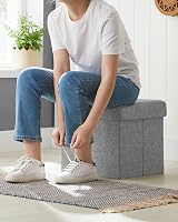 Songmics Mazie Collection Storage Ottoman Cube 38 cm Light Grey LSF82GYX view 8
