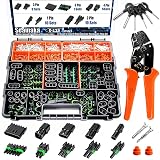 Seamaka 476Pcs 37 Kits Waterproof Automotive Electrical Connectors 1/2/3/4/6 Male&Female Automotive Replacement Electrical Accessories 22-14AWG with Ratchet Crimping Tool