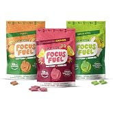 FocusFuel Energy Chews - Trial Size Variety Sample Pack (9 Servings) | Peach, Green Apple, Strawberry Lemonade Flavors, 100mg Caffeine, Alpha GPC, L-Theanine, B12, Magnesium, No Crash or Jitters