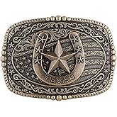 Western Belt Buckle for Men American Flag Deer Longhorn Bull Horse Cowboy Belt Buckles Rodeo Cowgirl Square Buckles