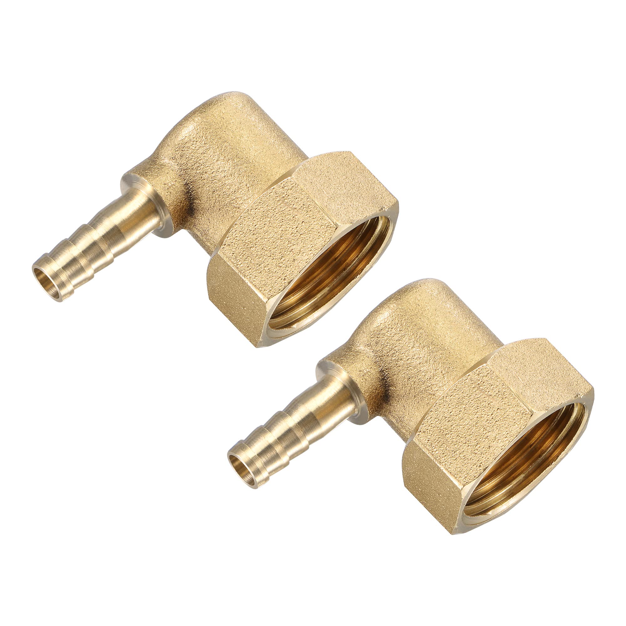 M METERXITY 2 Pack Brass Hose Barb Fittings - Elbow Brass 6mm Pipe Connectors Apply to Water Fuel (G1/2 Female Swivel Nut)