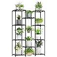 Bamworld Black Plant Stand Indoor Bamboo Hanging Plants Shelf for Multiple Plants Tall Large Holder for Living Room, Patio, Balcony, Garden