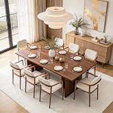 RALGEND Rectangle Dining Table for 6-8, Walnut Wood Finish | Kitchen Table with Panel Base, Large Dining Room Table with Rectangular Top