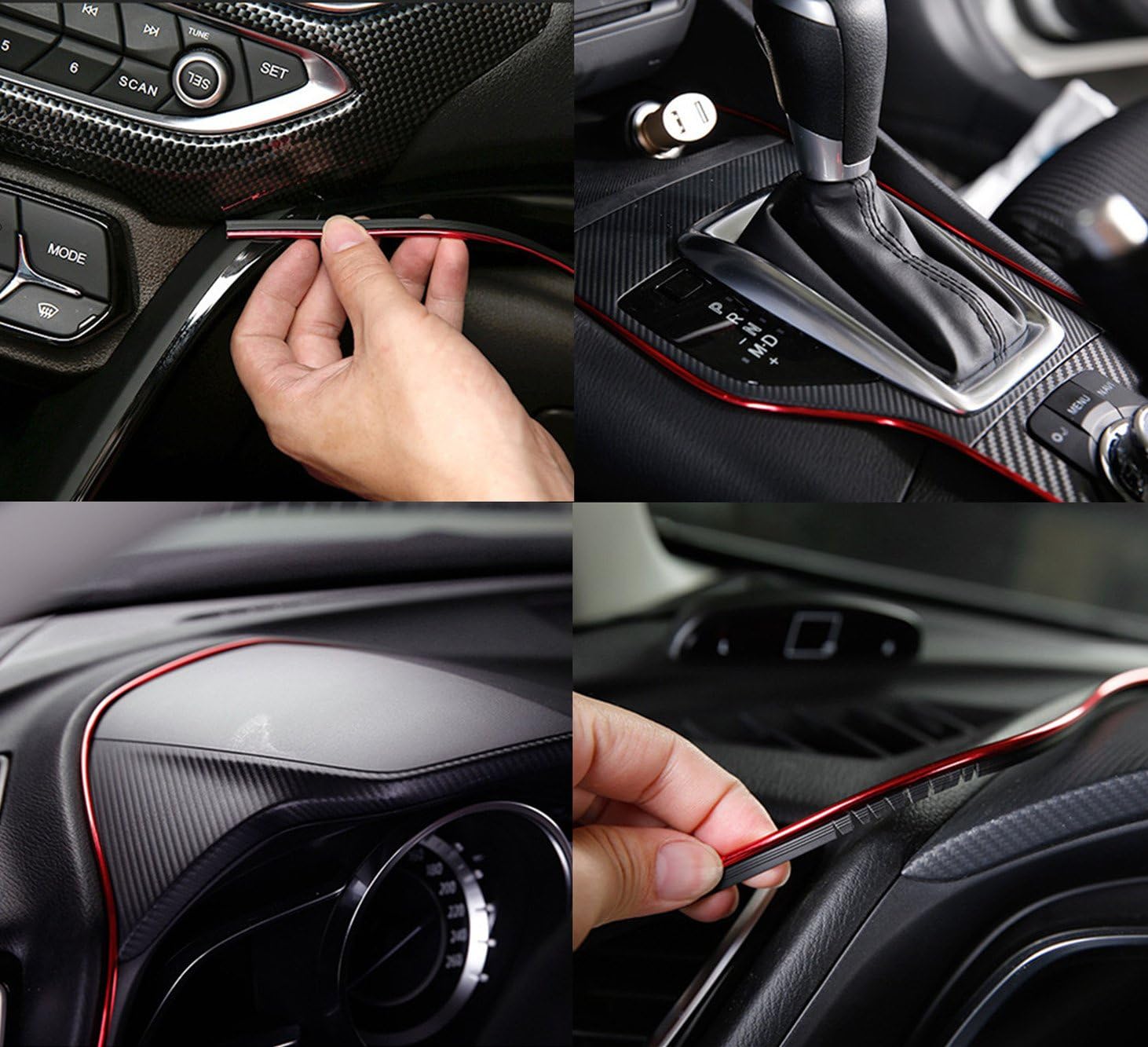 Amazon 10m 車カラーモール Dragonone インテリアスリムモール 取り付 内装赤けヘラ い スリムモール マルチモール レッドモール 車 バイク 車 バイク