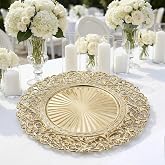 CN.JIAHE 13inch Gold Charger Plates,Plastic Chargers Set of 8, | Chargers for Dinner Plates,Gold Plates for Wedding,Party,Event Decoration