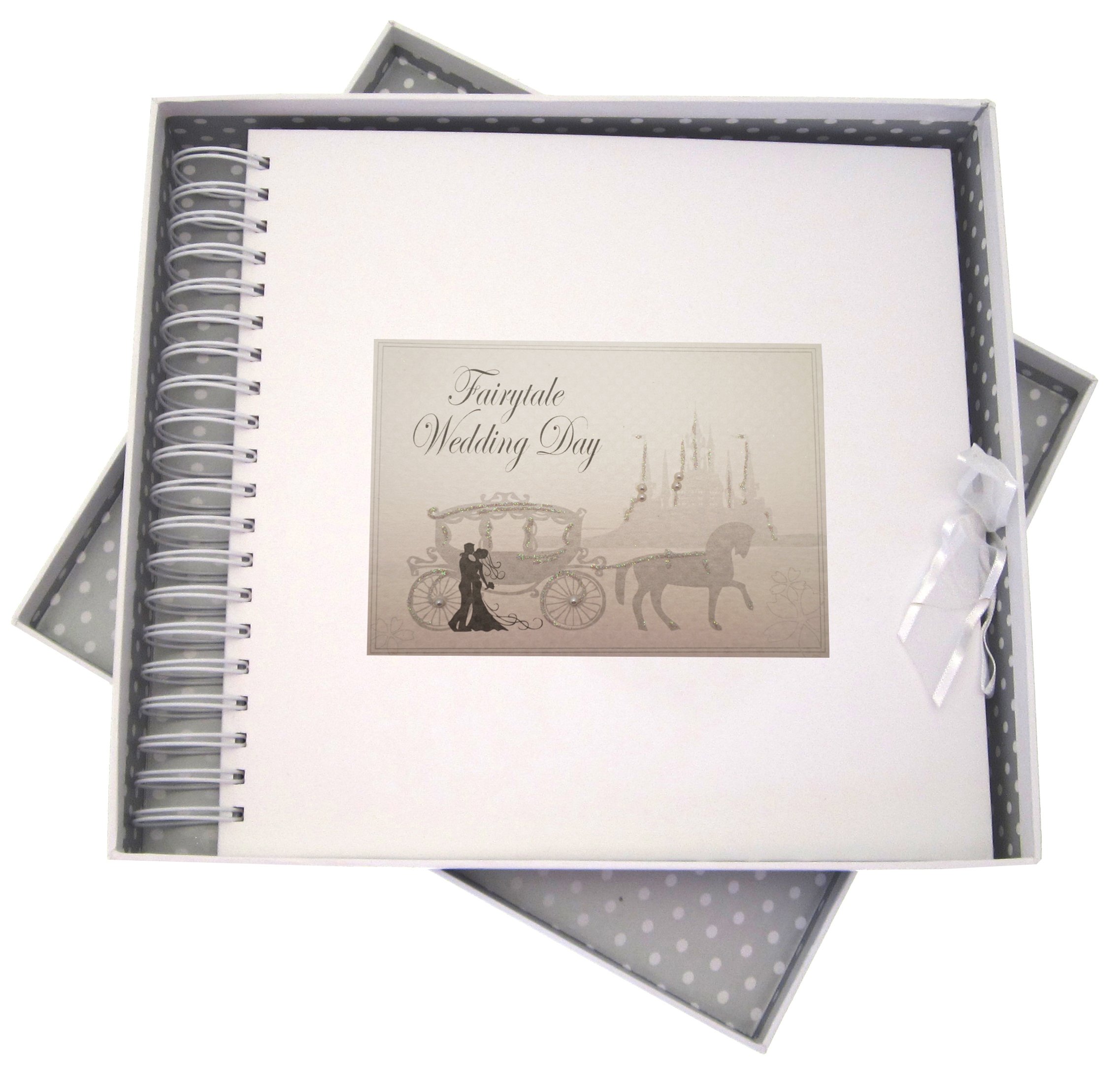 White Cotton Cards Wedding Day Card & Memory Book Fairytale, Wood, 27 x 30 x 4 cm