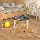 Rururug Cartoon Round Rug Kids Playmat Brown Lion Non-Slip 100CM view 3