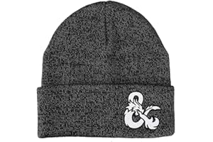 BIOWORLD Dungeons and Dragons Game Striped Red Marled Embroidery Logo Knitted Beanie Hat for Winter