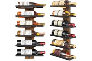 FAVOOSTY Wall-Mounted Bottle Rack, Vertical Bottle Rack, 6-Tier Bottle Shelf, 6 Wine Bottles, Bottle Holder, Metal Wine Bottl