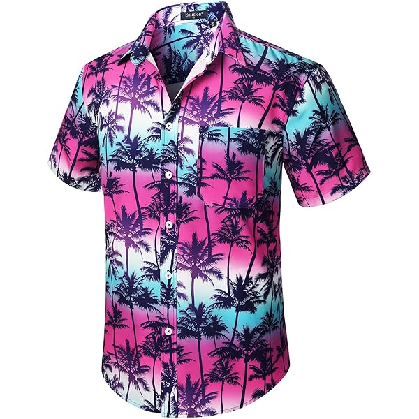 URVIP Men's Hawaiian Shirt - American Flag Print Short Sleeve Aloha Beach Shirt, Lightweight & Soft