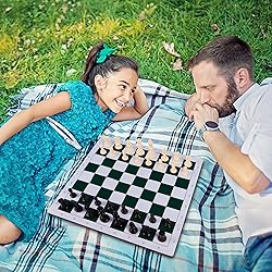 Juegoal 20" Portable Chess & Checkers Set, 2 in 1
