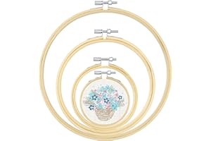 GIEMSON Embroidery Hoop 3,4,6,8 inch Embroidery Hoops Bamboo Circle Cross Stitch Hoop for Embroidery Art Craft Sewing 4 Pcs