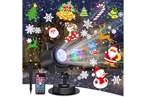 EGLAGEN Christmas Projector Lights Outdoor, Holiday Night Light Projector with 16 All Seasons Slides, 10 Colors, Snowflake Projector for Christmas Decorations, Thanksgiving, Halloween, Birthday, Party
