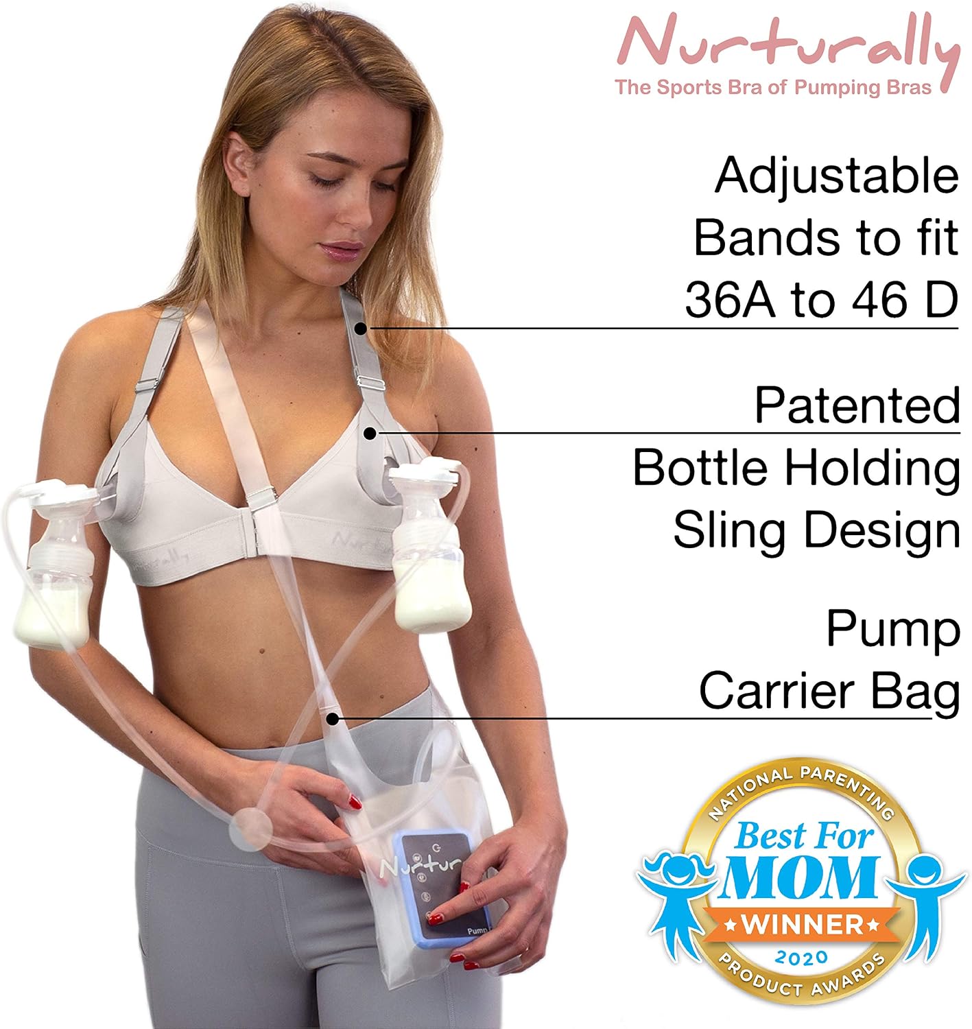Chrome Cherry Truly Hands Free Pumping Bra, Nurturally, Fits 36A to 46D, Comfortable, Adjustable, Works with Lansinoh - Image 3