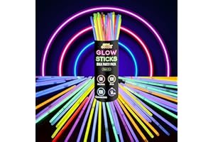 GEMPRIME GOODS GemPrime 100 Pcs Glow Sticks Bulk Party Pack – 8” Glow in the Dark Party Supplies & Party Favors Pack for Glow Bracelets & Glow Necklaces – 100 Connectors for Christmas, Concerts & Birthdays