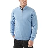 Kallspin Men's Quarter Zip Sweater Pullover Pure Cotton Long Sleeve Sweater Knit Lightweight Casual Business Style
