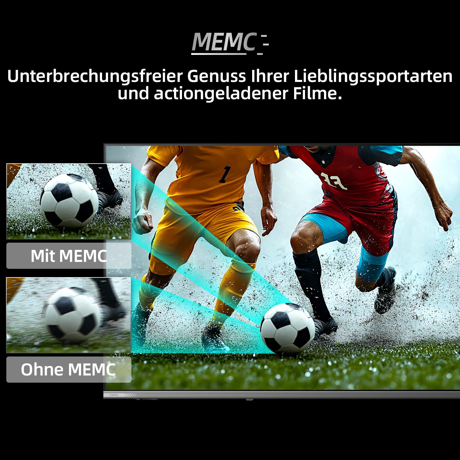 CHIQ 55QA10 55 Zoll (140 cm) 4K Ultra HD QLED Smart Google TV, HDR10,DLG 120Hz*(Software-Enhanced), mit VRR&ALLM, Dolby Audio, Chromecast, Kompatibel mit Apple AirPlay, Integrierter Google Assistant 8