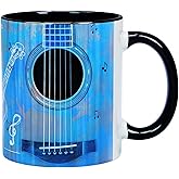 Guitar Coffee Mug Novelty Guitar Pattern Mug Gifts for Teacher Musician Guitar Enthusiasts - 11.5 oz Ceramic Guitar Coffee Cup Birthday Christmas Gifts for Men Women