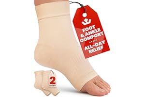 KEMFORD Ankle Compression Sleeve - 20-30mmhg Open Toe Compression Socks for Swelling, Plantar Fasciitis, Sprain, Neuropathy -