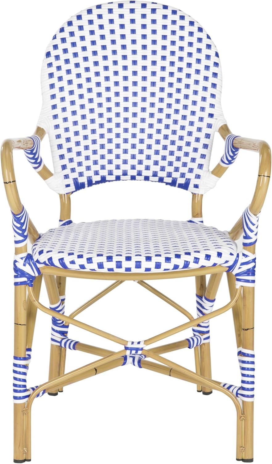 coastal farmhouse outdoor furniture on Amazon Com Safavieh Home Collection Hooper Blue White Indoor Outdoor Stacking Arm Chair Furniture Decor