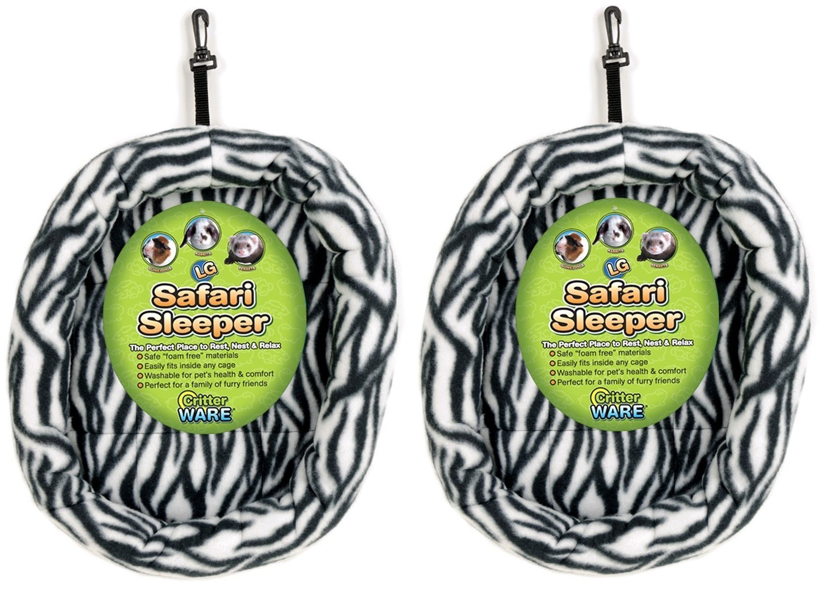 (2 Pack) Ware Manufacturing Fuzz-E-Bed Safari Sleepers, Large, Colors May Vary