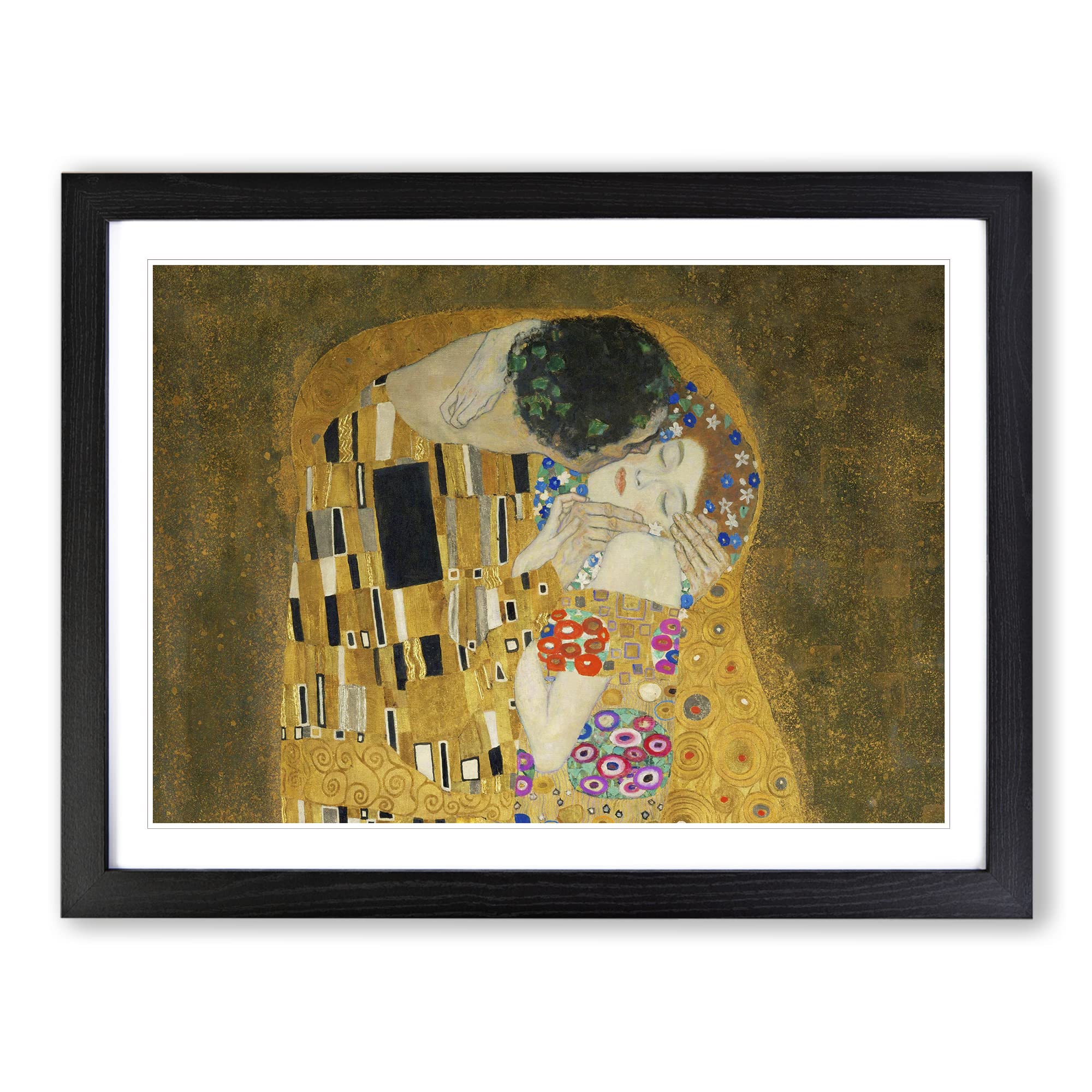 The Kiss Vol.4 By Gustav Klimt Classic Painting Framed Print | A4 Black Framed Wall Art | Ready to Hang | Classic Historical Picture | Living Room Bedroom Lounge Office