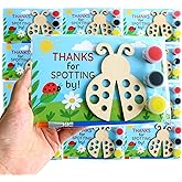 BOIKOKY 12 Pack Ladybug Party Favors for Kids - Individually Wrapped Paint Your Own Wooden Magnet Craft Kits with Thank You Card, Ladybug Birthday Decorations for Boys & Girls