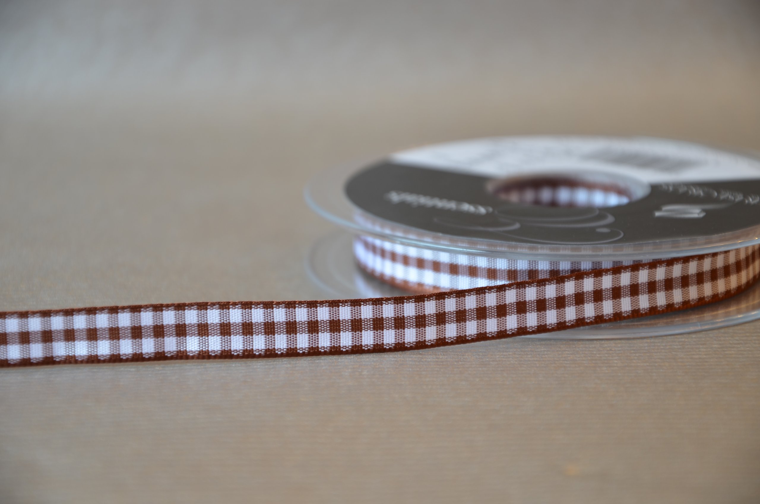 Berisfords 10 mm Gingham Ribbon, Brown