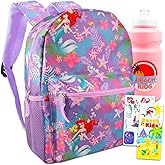 Disney Little Mermaid Backpack Kids - Bundle with 16" Ariel Backpack, Water Bottle, Stickers, More | The Little Mermaid for Girls