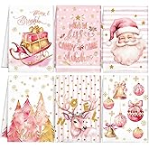 Hosuly 6 Pcs Christmas Kitchen Towels Pink White Gold Dish Clothes Decorative Christmas Tea Towels Santa Elk Sleigh Rides Noel Xmas Hand Dishclothes Cute Housewarming Gifts for Kitchen Holiday Xmas