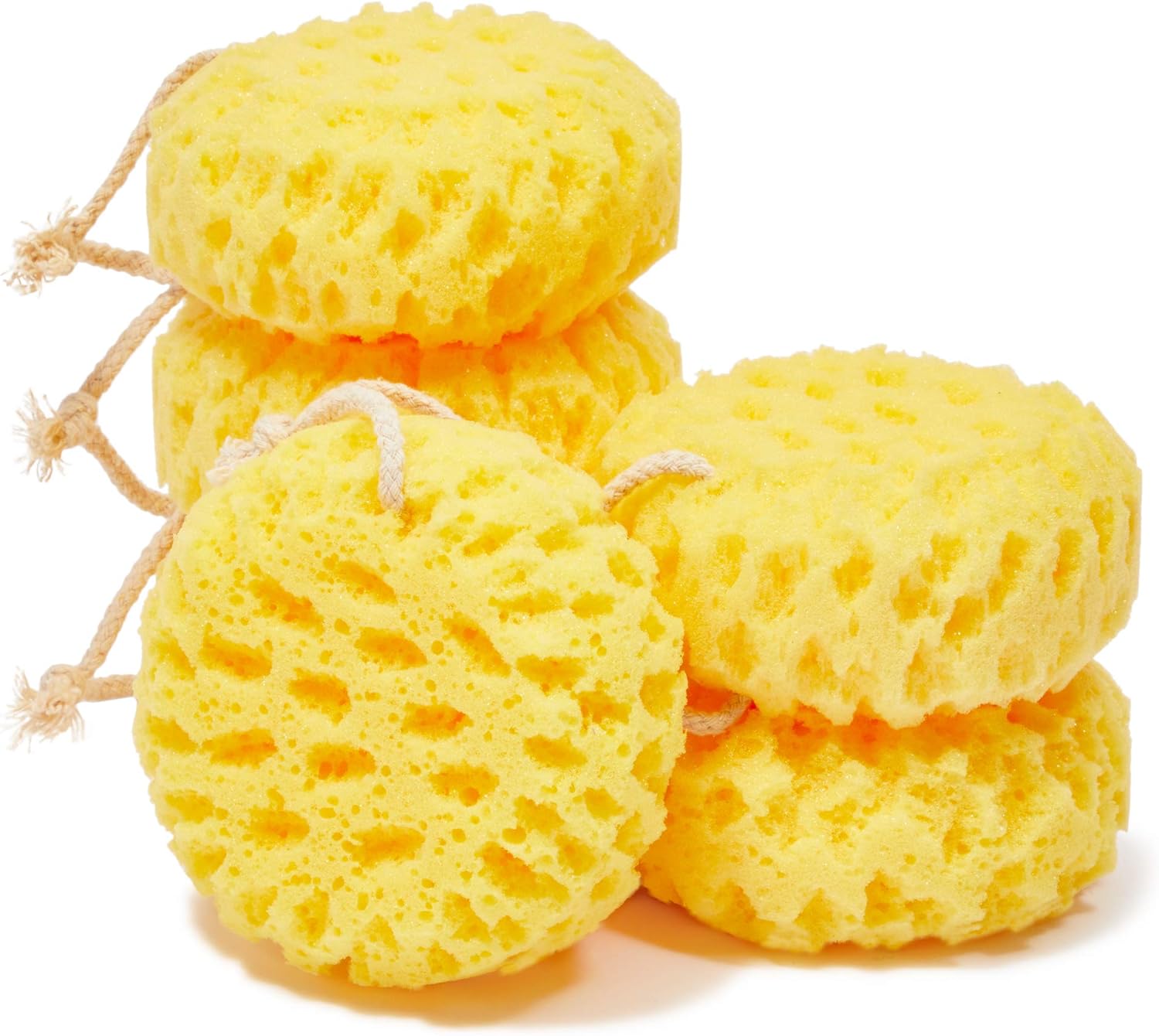 Exfoliating Loofah Body Scrubber, Yellow Bath Sponge (5