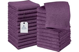 DAN RIVER 100% Cotton Washcloths 24 Pack Premium Quality Face and Body Cloth, Quick Dry Essential Towels for Bathroom, Hand, Kitchen & Cleaning, Baby Washcloths | 12X12 in | 400 GSM | Purple