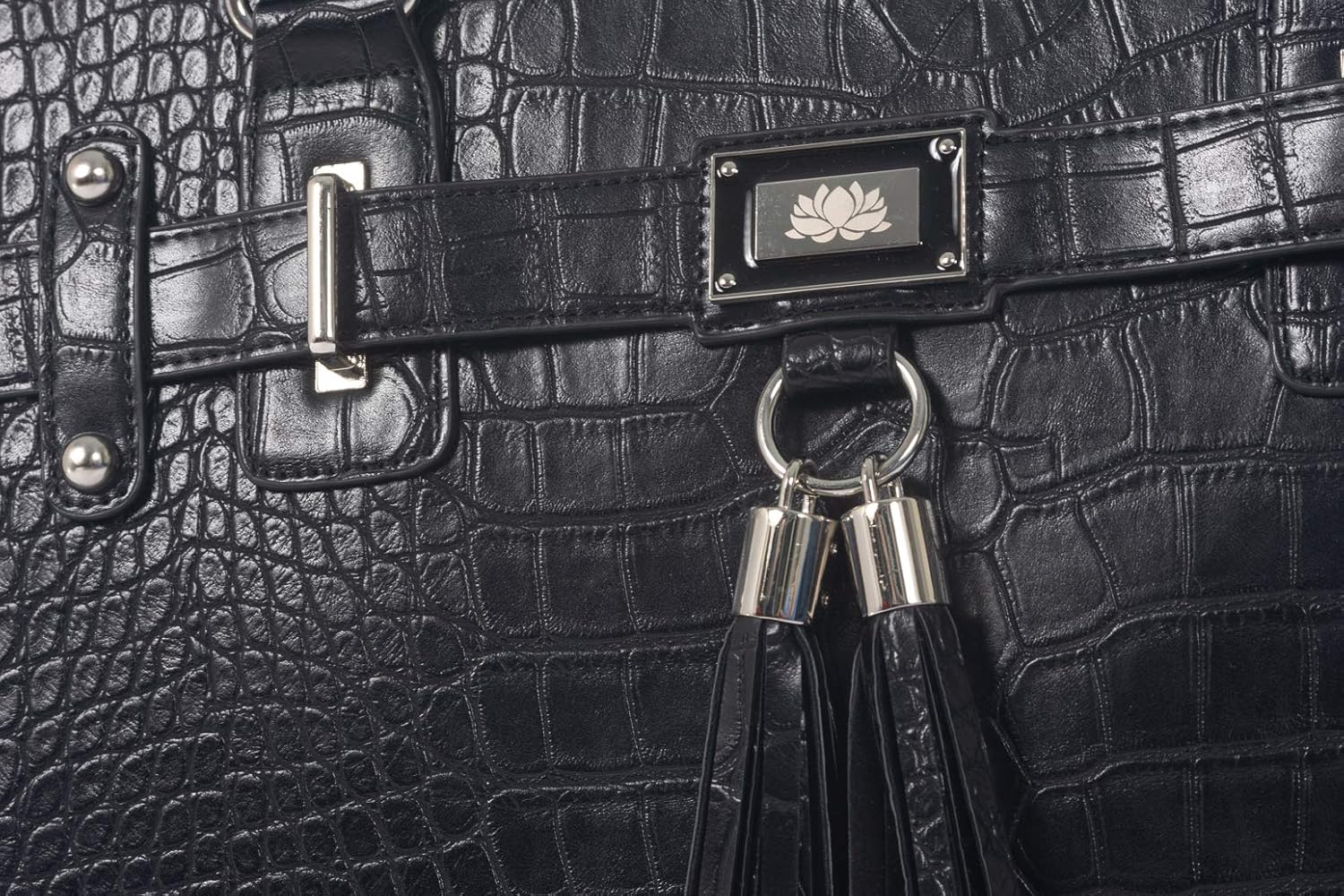 JKM and Company TIMELESS Black Alligator Crocodile Rolling Compatible with Computer iPad Tablet or Laptop Tote Carryall Bag