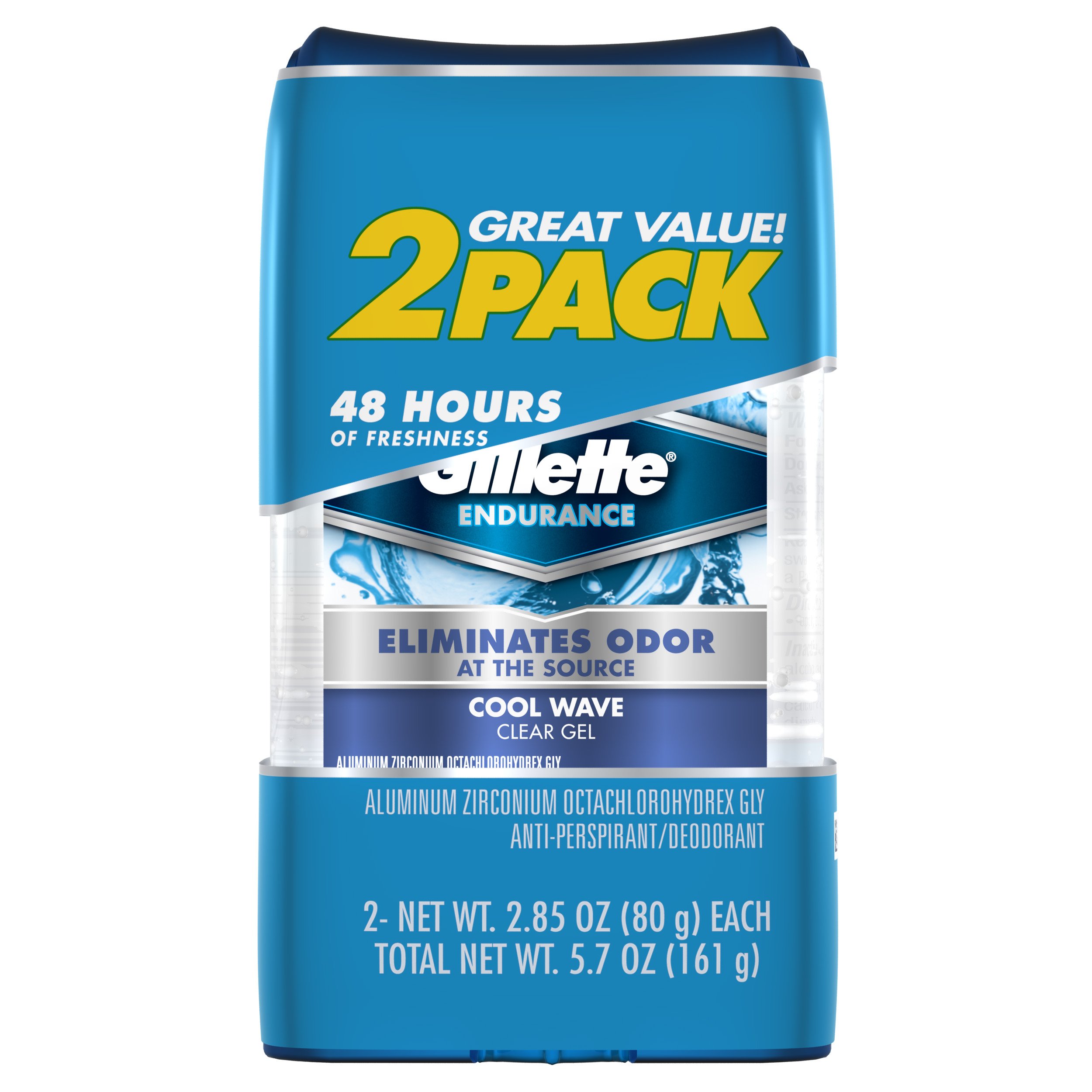 Gillette Endurance Antiperspirant / Deodorant, Cool Wave Clear Gel, 2.