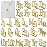 Suncalla 78 Pieces Iron on Letters Patches, Alphabet Embroidered Patches a to Z Fishtail Shaped Letters for DIY Accessories Clothes, Dress, Hat, Socks, T-Shirt, 1.97 Inch(Gold,1.97 Inch)