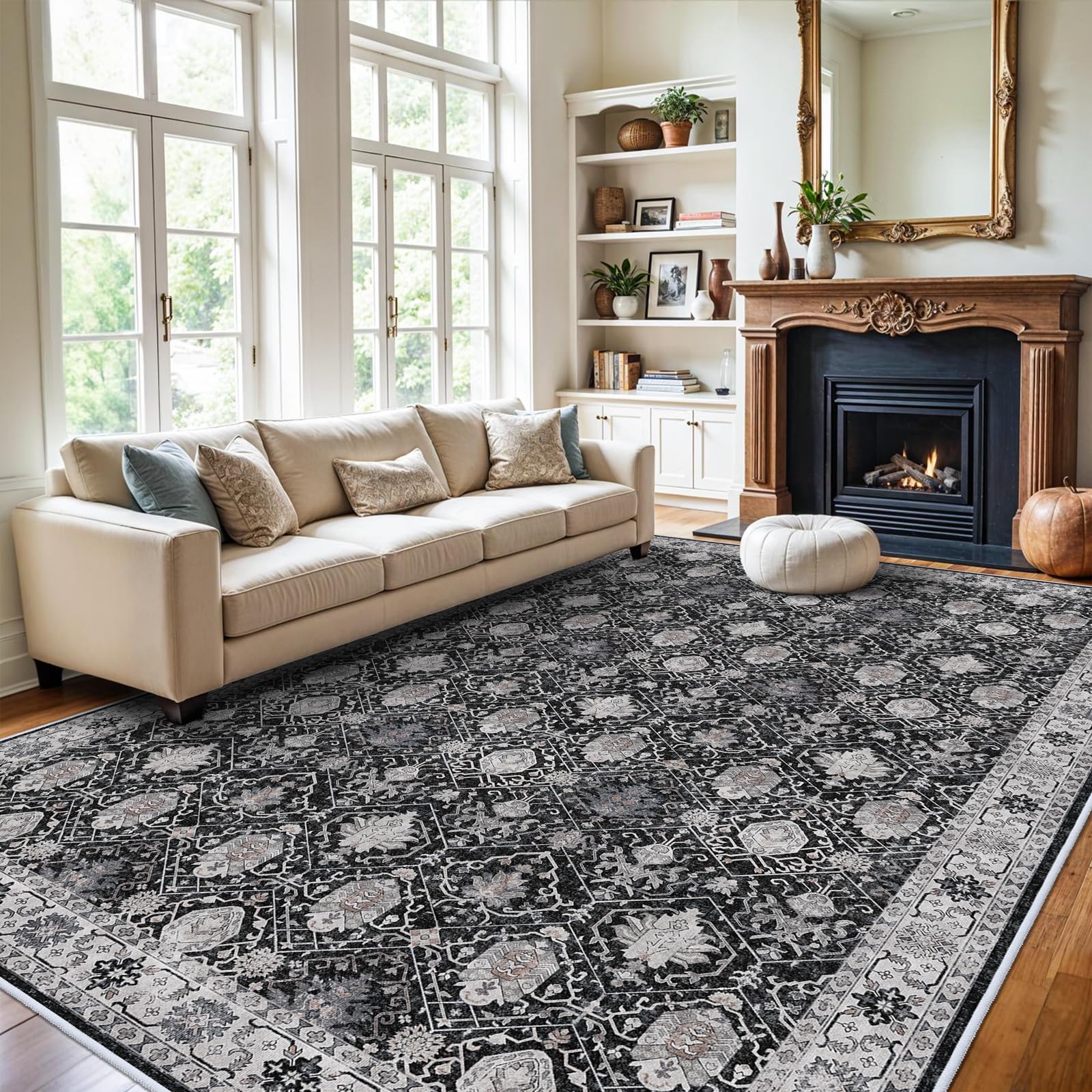 Vintage 10x14 Washable Area Rug: Large Living Room Rugs Indoor Soft ...