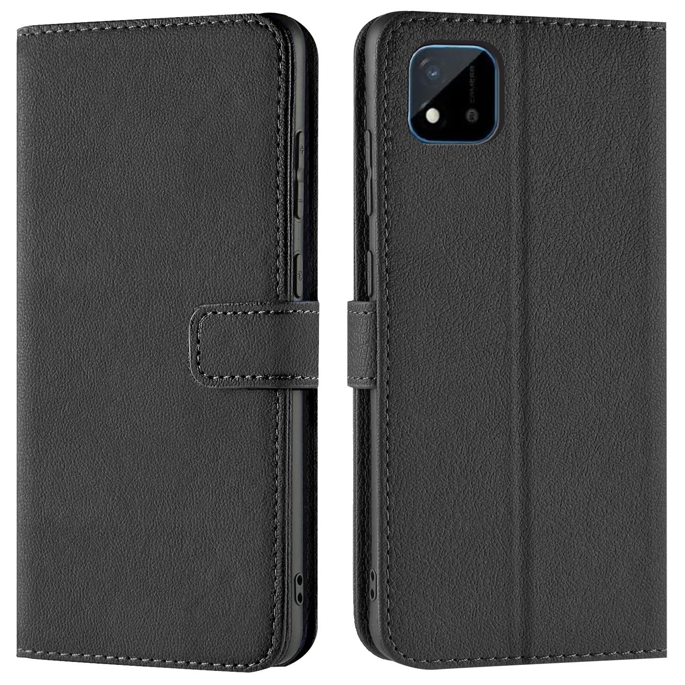 Verco Wallet Case for Realme C11 Book Cover with Magnetic Closure compatible with Realme C11 Flip Case with Card Slots Faux Leather - Black