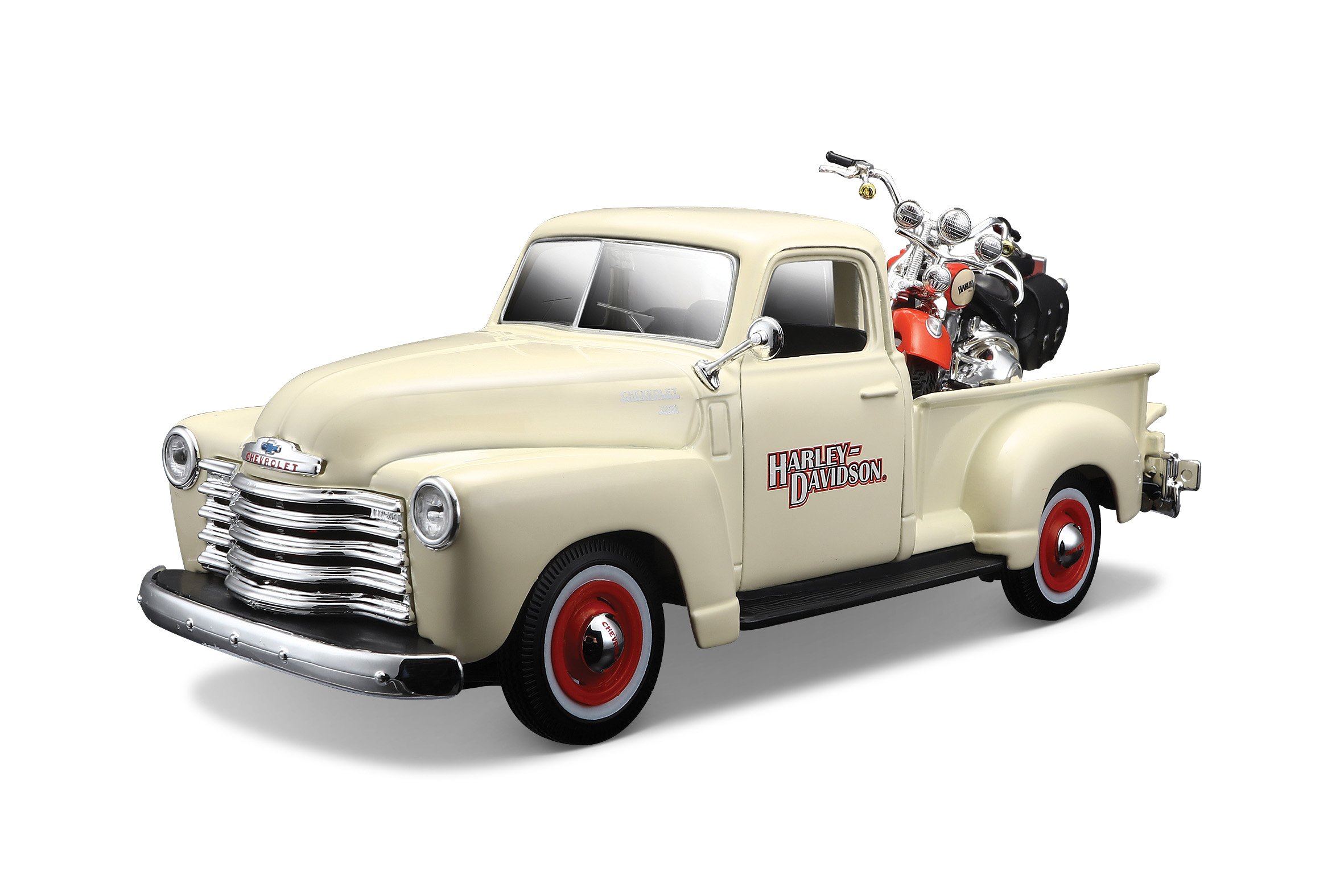 Photo 1 of Maisto Harley-Davidson 2001 FLSTS Heritage Springer & 1950 Chevy 3100 Diecast Vehicle (1:24 Scale)