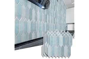 Art3dwallpanels Peel and Stick Backsplash for Kitchen, 10 Sheet 12x12 Inch Self Adhesive Wall Tiles, 3D Design Stick on Tile for Bathroom Laundry Room Back Splashes,Blue