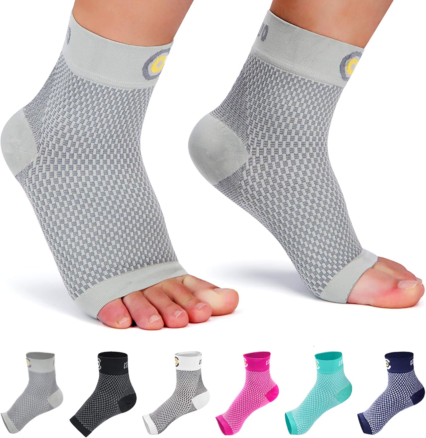 Cambivo Plantar Fasciitis Socks(2 Pairs), Ankle Sleeve with Arch