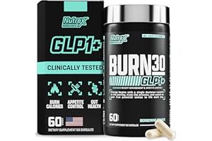 NUTREX RESEARCH BURN30 GLP-1 Supplement - Super Berberine Weight Management Support GLP1 Naturally | Advanced Appetite Control & Metabolism Support with Clinically Studied Ingredients | Stimulant Free