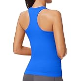 MathCat Workout Tank Tops for Women Athletic Basic Tanks Seamless Running Muscle Racerback Ribbed Yoga Tops with Built in Bra