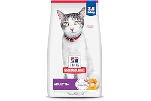 Hill's Science Diet Adult 11+, Senior Adult 11+ Premium Nutrition, Dry Cat Food, Chicken Recipe, 3.5 lb Bag