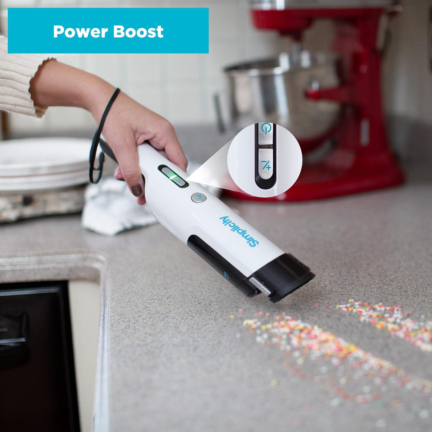 Cordless Handheld Vacuum by Simplicity, S5 Mini Vacuum with Extendable Dust Cup, Desk Vacuum, 2 Speeds -