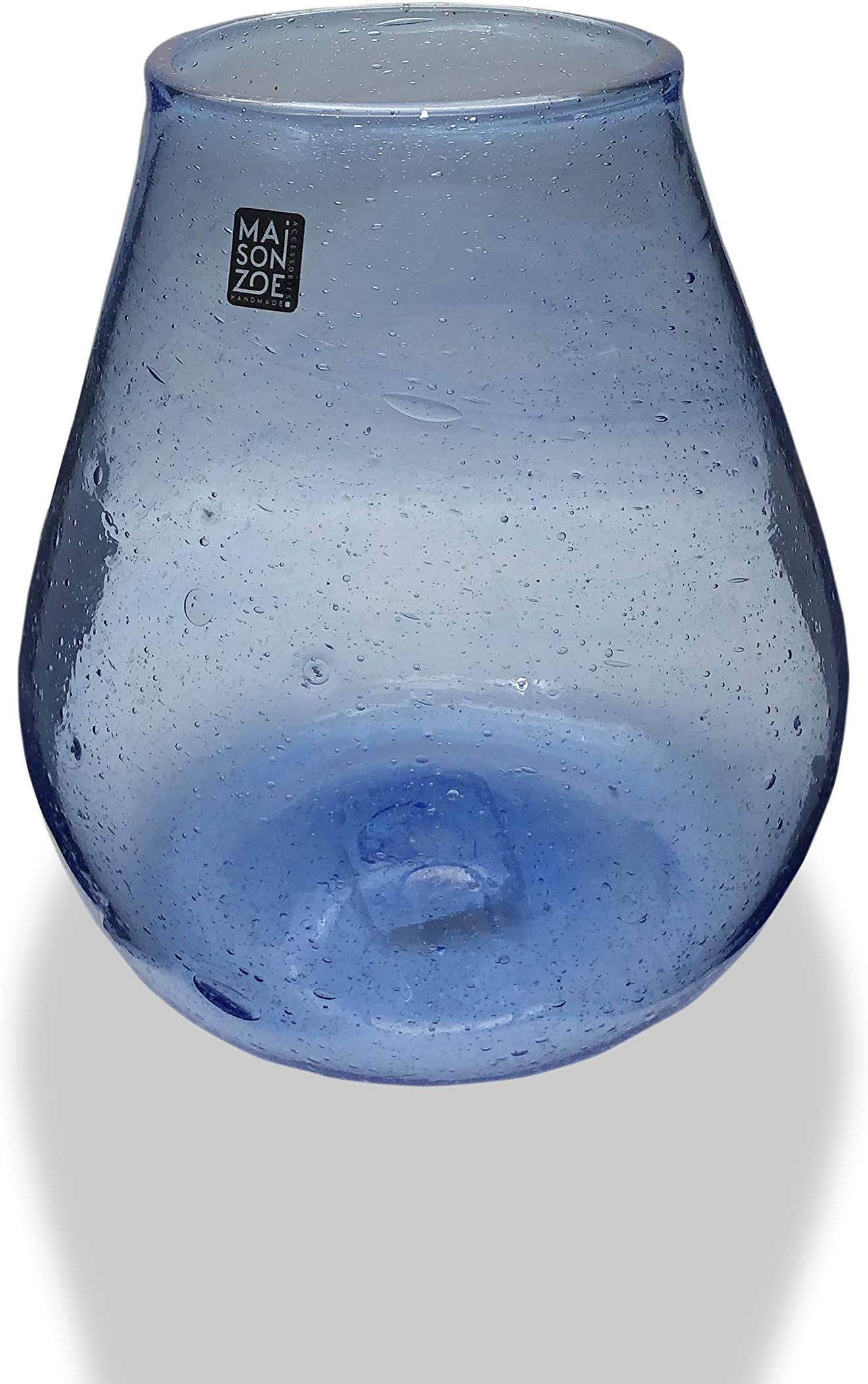 Maison Zoe glass vase made of recycled glass Dora - light blue - blue - small - diameter ≈ 14cm - height ≈ 18cm - 100% handmade - flower vase - mouth blown vase - deco vase - table vase