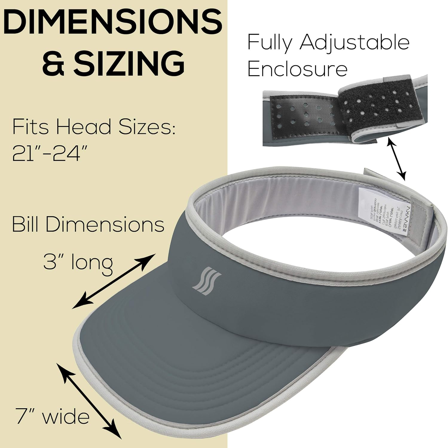 SAAKA Super Absorbent Visor for Women. Best for Running, Tennis, Golf & All Sports. Soft, Lightweight & Adjustable. (Graphite): Clothing