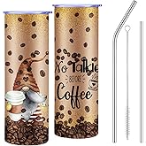 Havawish Gnome Coffee Tumbler 20oz Gnome Gifts for Women Glitter Cup Brown Tumbler with Lid and Straw Coffee Lovers Gift Insulated Travel Mugs for Christmas Birthday Holiday Gifts