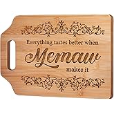 AceThrills Memaw Gifts for Memaw Birthday Christmas Gifts - Engraved Bamboo Cutting Board 12.3"L × 8.7"W × 0.4"Th