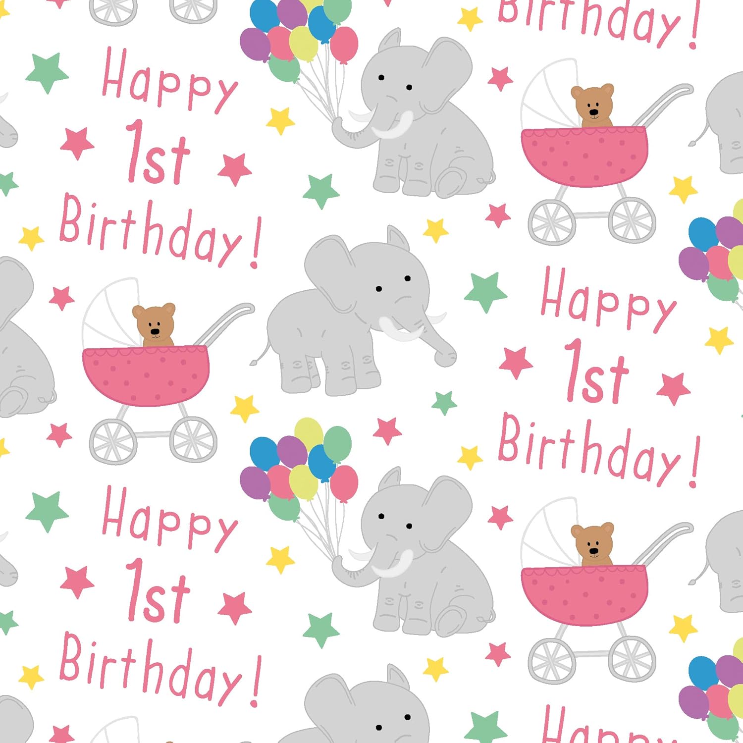 1st birthday girl wrapping paper