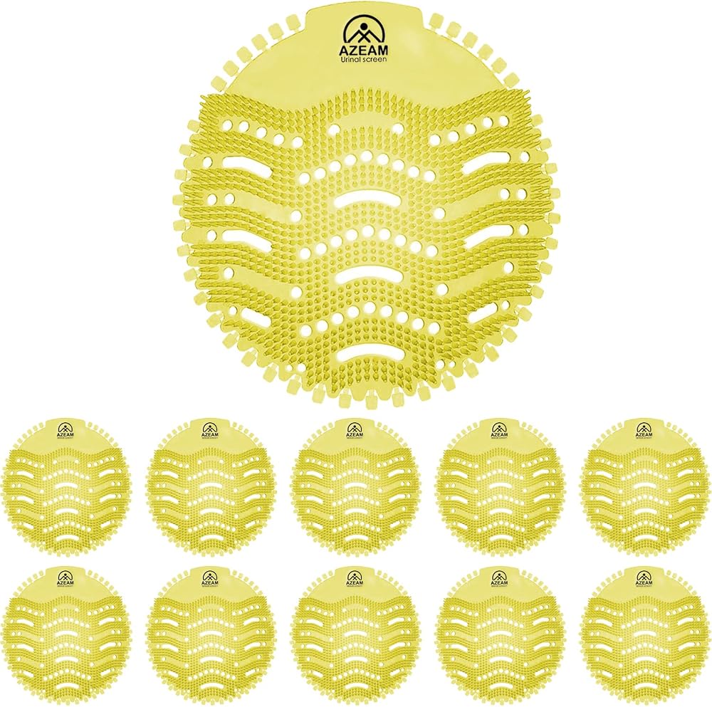 AZEAM Urinal Screens Deodorizer 10 Pack Lemon Scent Anti Splash Mats